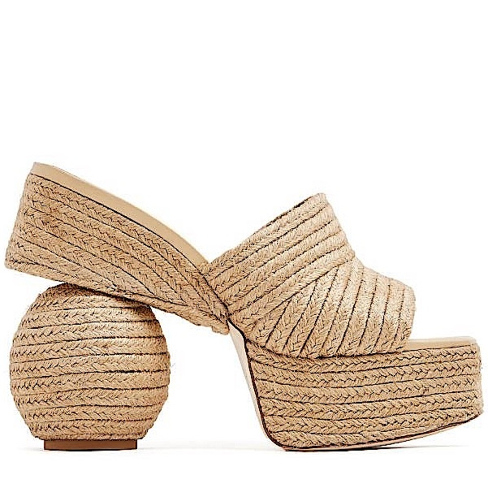 Cult Gaia Sculpted-heel Braided-raffia Espadrilles Sandals size IT 40 US 10